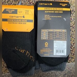 Carhartt Men's Black Synthetic Blend Crew Socks 2 Packs NWT